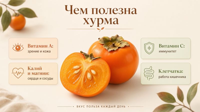 Чем полезна хурма: витамины, калий и клетчатка