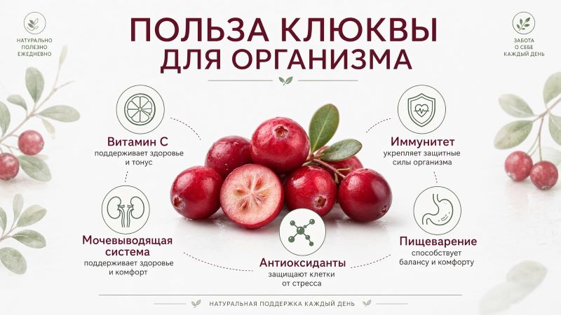 Инфографика: польза клюквы для организма человека