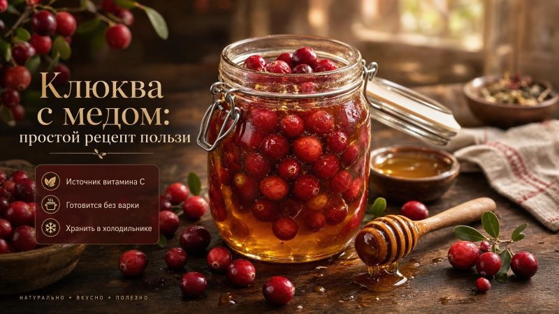 Клюква с медом в банке: простой рецепт без варки