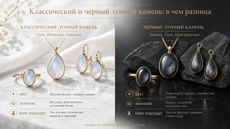 Классический и черный лунный камень: разница
