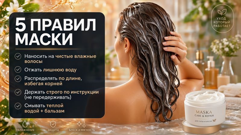 Пять правил нанесения маски для волос: влажные волосы, распределение по длине, смывание