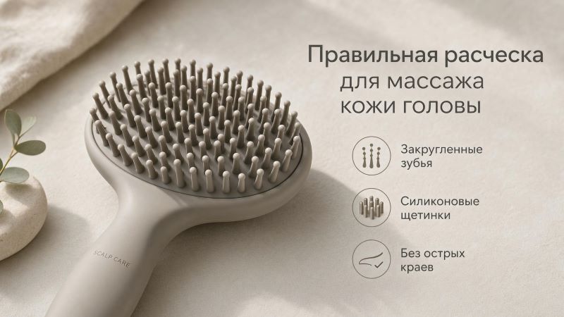 Массажная расческа для кожи головы с силиконовыми щетинками
