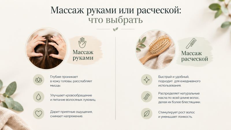 Массаж головы руками или расческой: сравнение способов