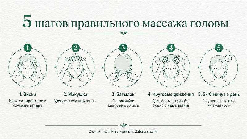 5 шагов правильного массажа головы: схема для роста волос