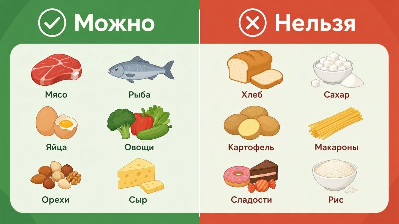 Список разрешенных и запрещенных продуктов при низкоуглеводной диете: инфографика