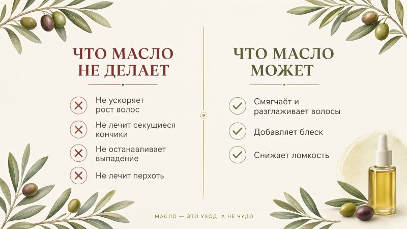 Оливковое масло для волос: мифы и реальность