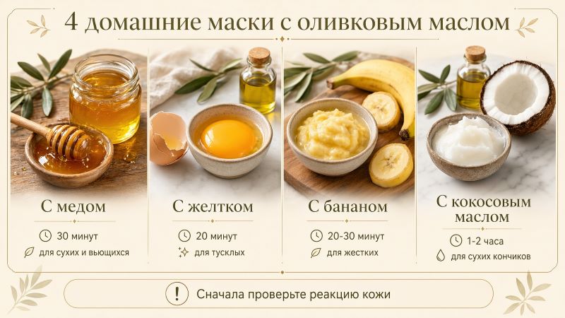 4 домашние маски с оливковым маслом для волос