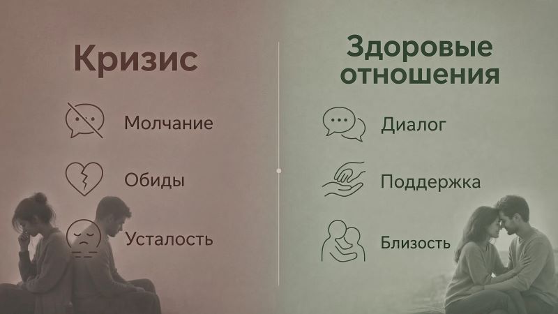 Сравнение кризиса и здоровых отношений: молчание против диалога