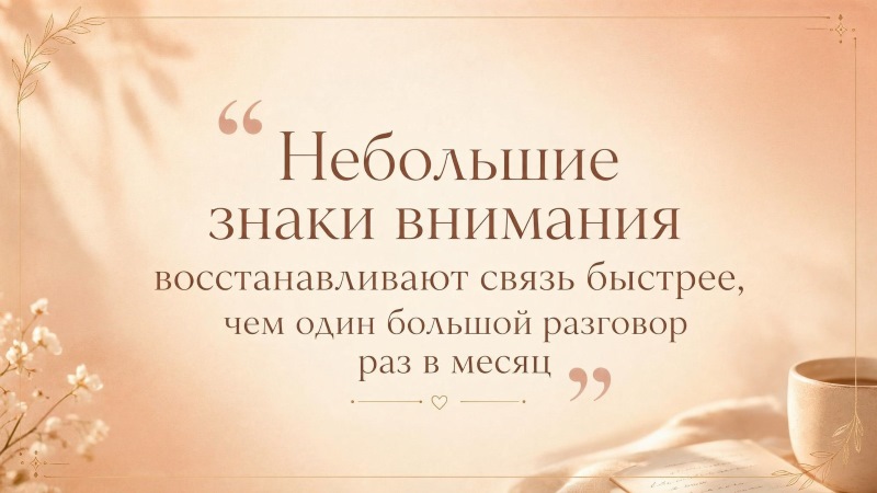 Цитата: небольшие знаки внимания восстанавливают связь быстрее разговоров