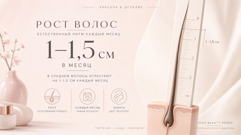 Скорость роста волос 1-1,5 см в месяц инфографика