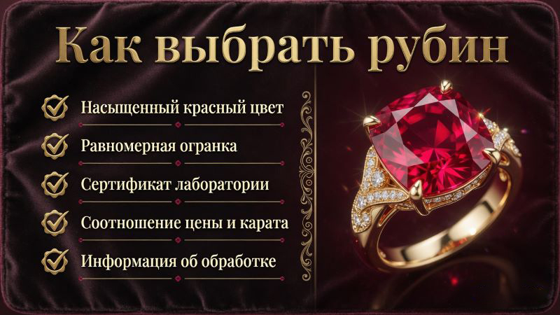 Инфографика: как выбрать рубин. Чек-лист из 5 критериев