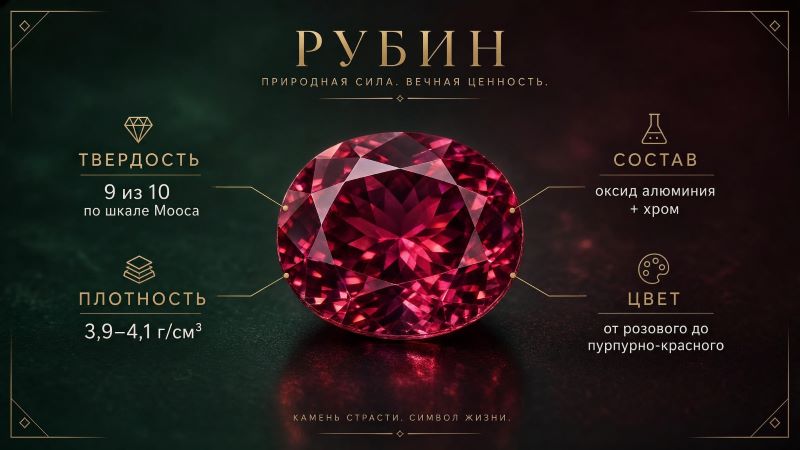 Инфографика: физические свойства и характеристики рубина