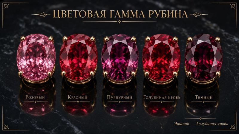 Цветовая гамма рубина: от розового до темного оттенка