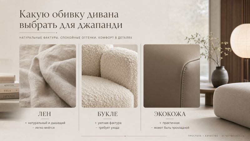 Сравнение тканей для дивана в стиле джапанди