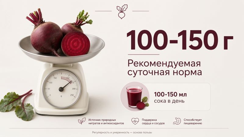 Рекомендуемая суточная норма свеклы 100-150 г и стакан сока на кухонных весах
