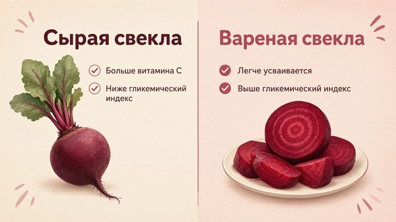 Сравнение пользы сырой и вареной свеклы: витамин С, усвояемость и гликемический индекс