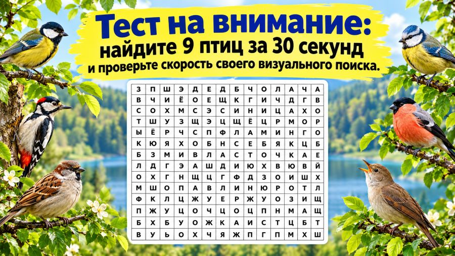 Тест на внимание: найдите 9 птиц за 30 секунд и проверьте скорость своего визуального поиска
