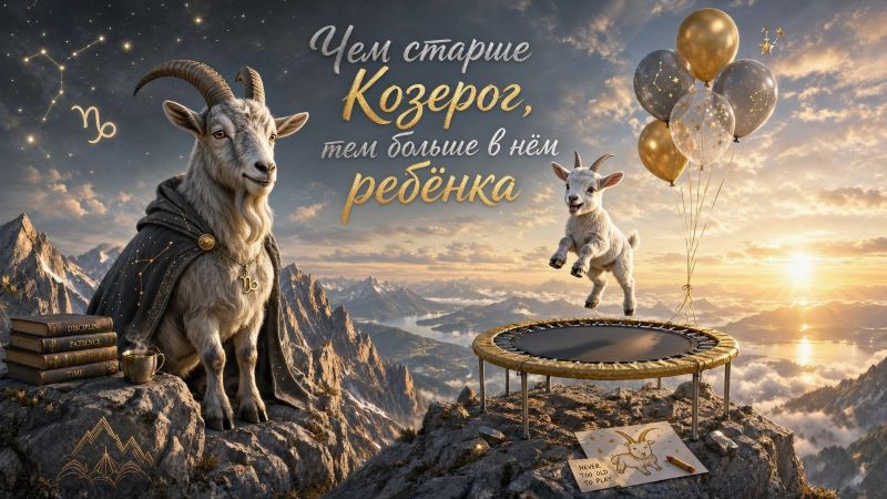 Козерог: цитата про характер знака зодиака, козел в мантии и козленок