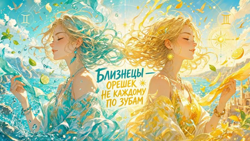 Близнецы: цитата про знак зодиака, две девушки и символы стихий