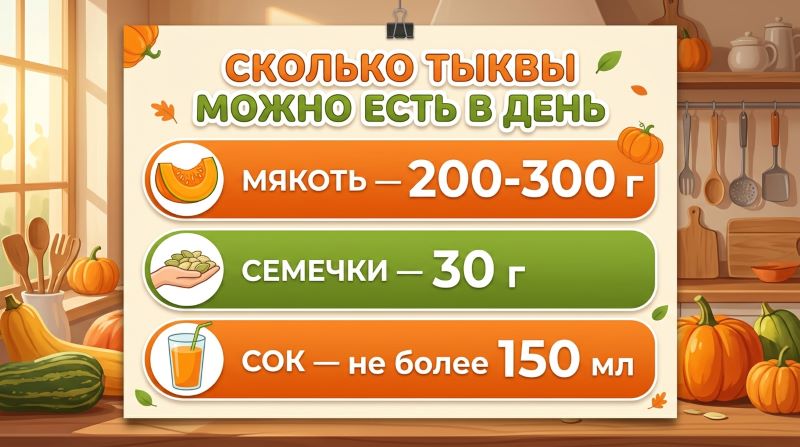 Сколько тыквы можно есть в день: мякоть, семечки и сок, дневная норма