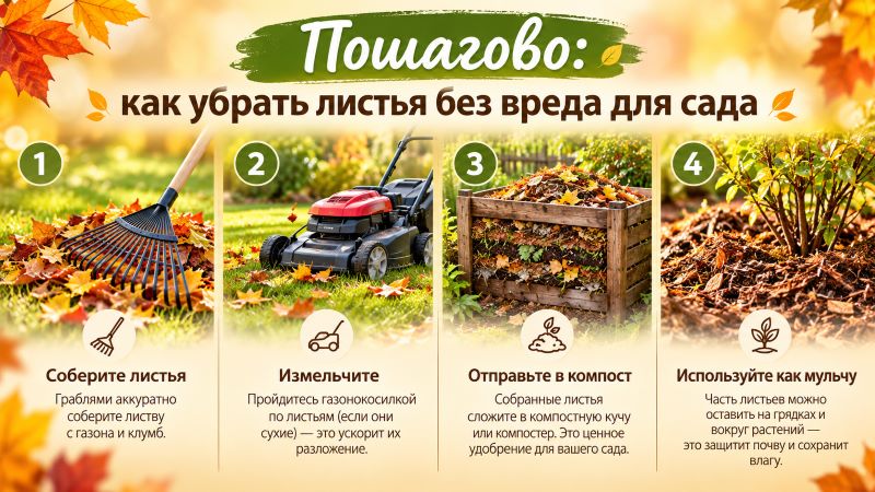 Как убрать листья осенью без вреда для сада: 4 шага