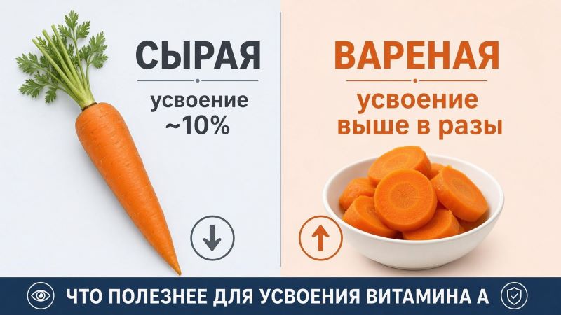 Сравнение усвоения витамина А: сырая морковь 10% против вареной