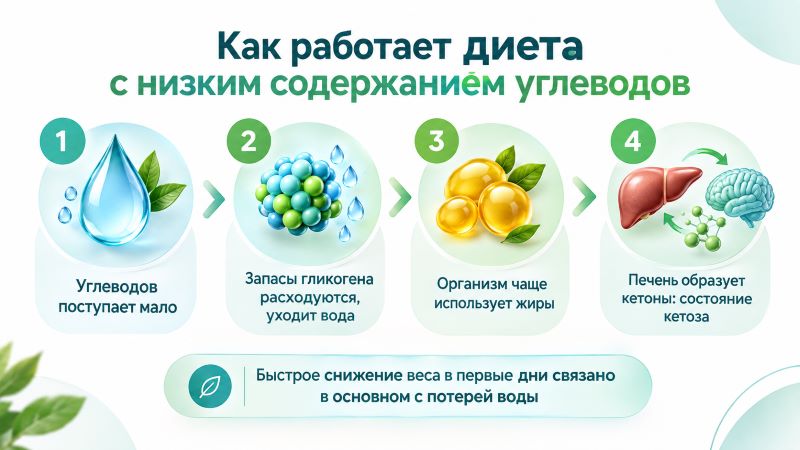 Как работает низкоуглеводная диета: 4 этапа метаболизма