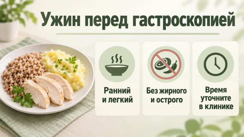 Легкий ужин перед гастроскопией: гречка, картофель, курица