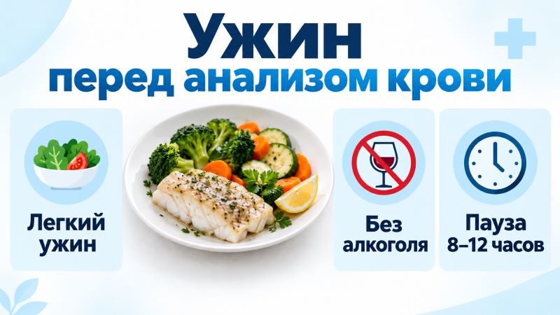 Легкий ужин перед анализом крови: рыба и овощи