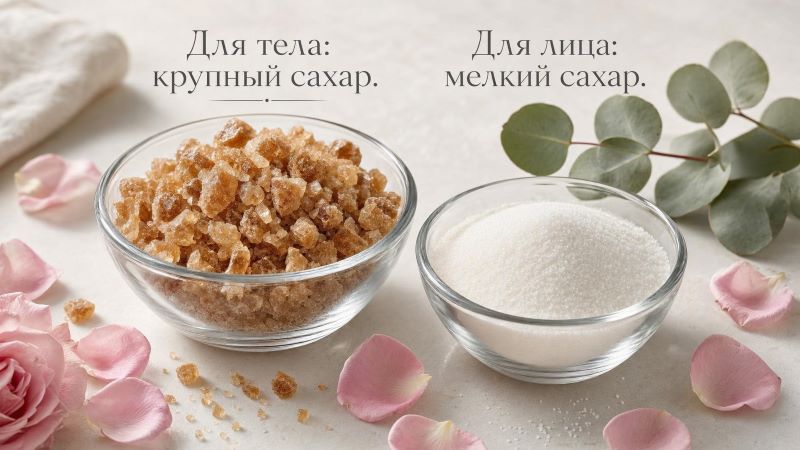 Какой сахар выбрать для скраба: крупный для тела, мелкий для лица