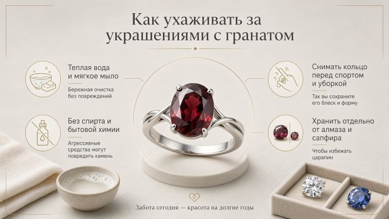 Как ухаживать за украшениями с гранатом: правила чистки