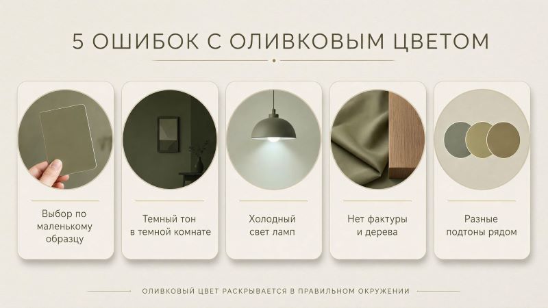 5 ошибок с оливковым цветом в интерьере: инфографика