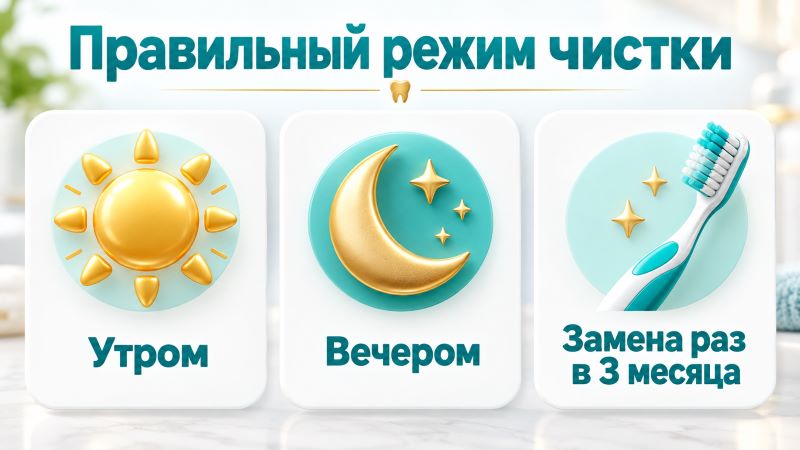 Правильный режим чистки зубов: утром, вечером, замена щетки