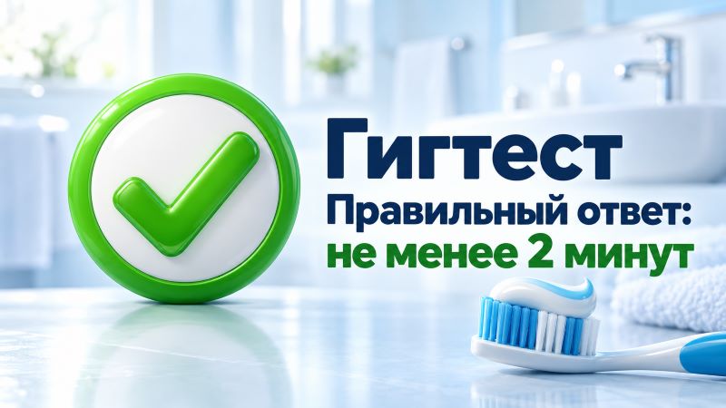 Правильный ответ: чистить зубы не менее 2 минут