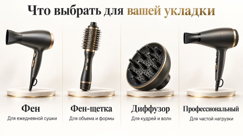 Что выбрать для укладки: фен, фен-щетка, диффузор или проффен