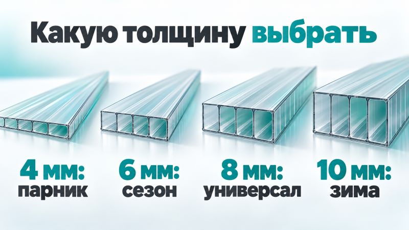 Толщина поликарбоната для теплицы: 4, 6, 8 и 10 мм