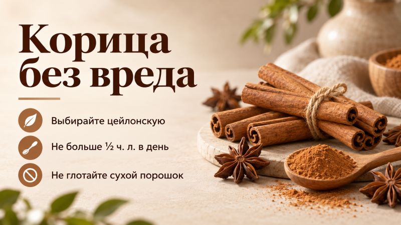 Инфографика: корица без вреда — советы по выбору и употреблению