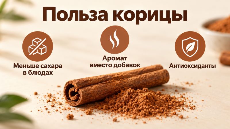 Инфографика: польза корицы — меньше сахара, аромат, антиоксиданты