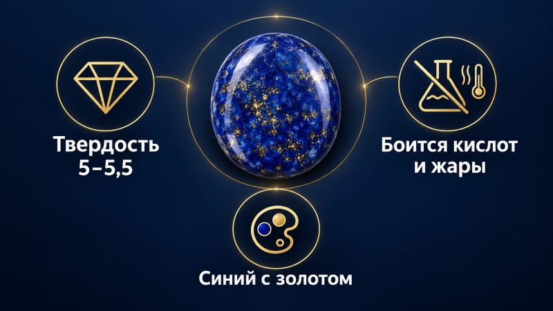 Свойства лазурита: твердость 5-5,5, цвет и уход за камнем