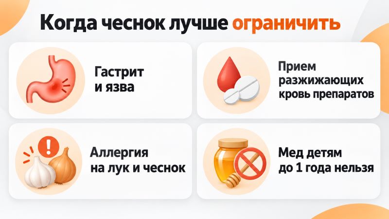 Противопоказания чеснока: гастрит, аллергия, мед детям