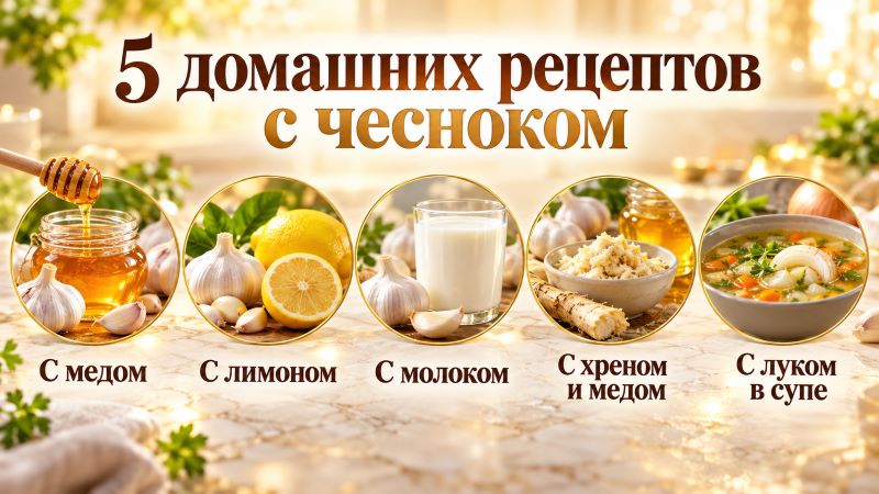 5 домашних рецептов с чесноком: мед, лимон, молоко, хрен, суп