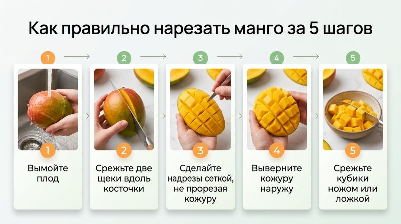 Как правильно нарезать манго за 5 шагов: пошаговая инструкция.