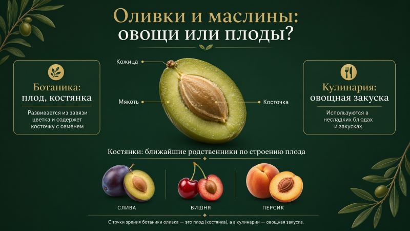 Оливки и маслины: овощи или плоды? Ботаника и кулинария