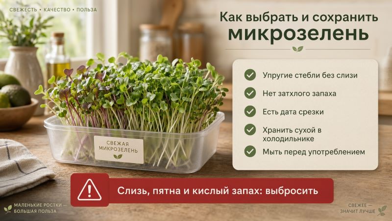Как выбрать и хранить микрозелень: советы и признаки свежести