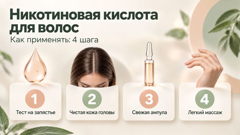 Как применять никотиновую кислоту для волос: 4 шага