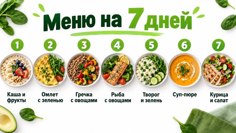 Меню очищающей диеты на 7 дней: каши, омлет, рыба
