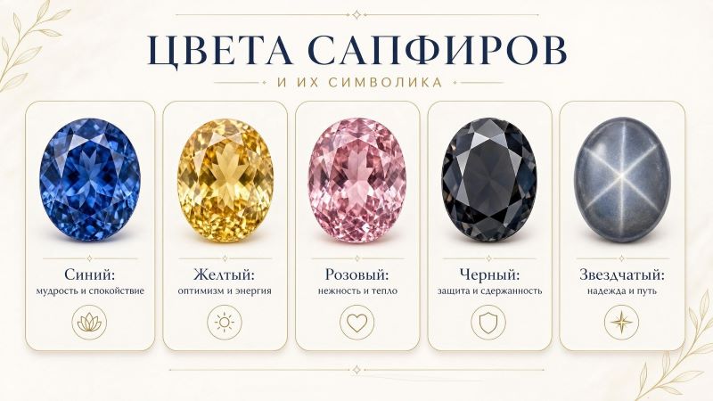 Цвета сапфиров: свойства камня и символика