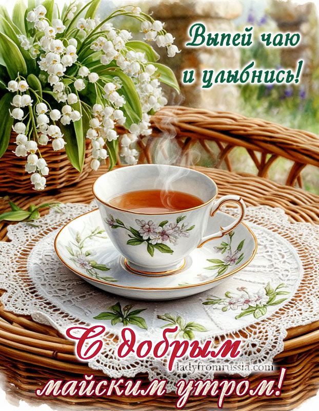 Доброе майское утро картинка пожелания выпей чаю и улыбнись