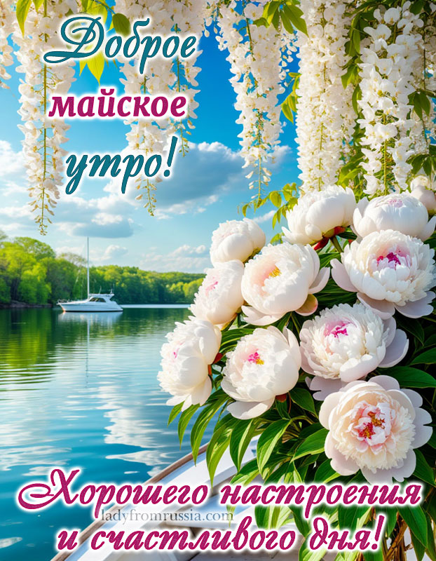Майское доброе утро картинка красивая скачать бесплатно, с пожеланием хорошего настроения и счастливого дня