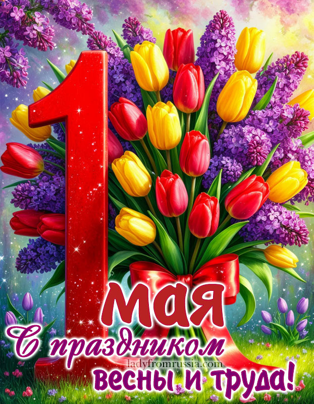 Картинка 1 мая красивая с пожеланиями, открытка с поздравлением с праздником весны и труда